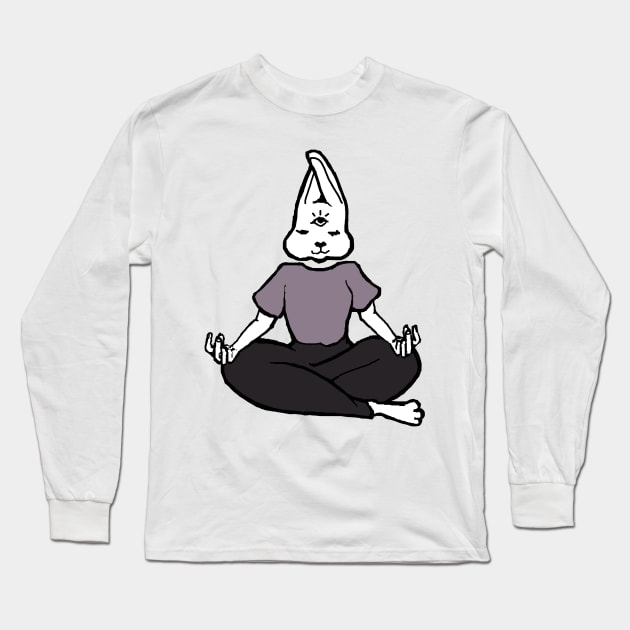Meditating Bunny Long Sleeve T-Shirt by CuteShirtDesigns